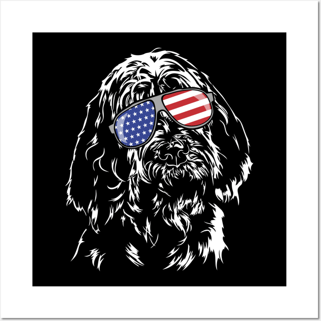 Proud Italian Spinone American Flag sunglasses dog Wall Art by wilsigns